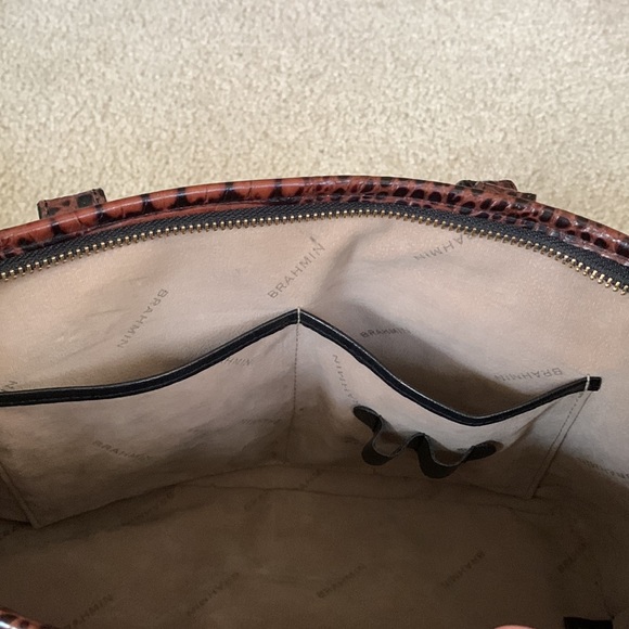 Brahmin Asher Satchel Tote Black Brown Crocodile Embossed Leather Purse - Picture 15 of 17